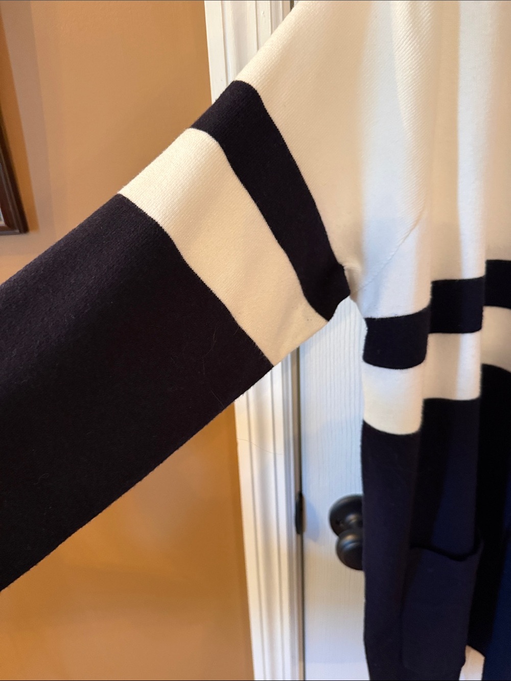 Philosophy Navy and White Striped Open-Front Cardigan - Picture 6 of 6